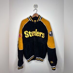 Pittsburgh Steelers suede leather jacket Sz L
